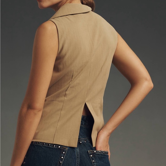 Anthropologie MARE MARE Sleeveless Tie Wrap Blouse In Beige NWT Size M - Picture 2 of 4